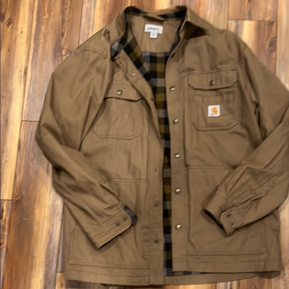 Carhartt Brown Lightweight Shirt Jacket with Collared Design